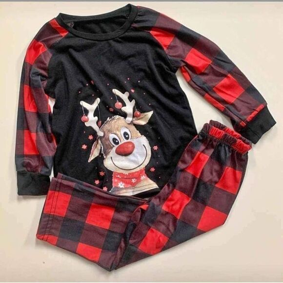 New Christmas Buffalo Plaid Pajamas Toddler Size 2T two Piece Reindeer Read - Picture 1 of 6